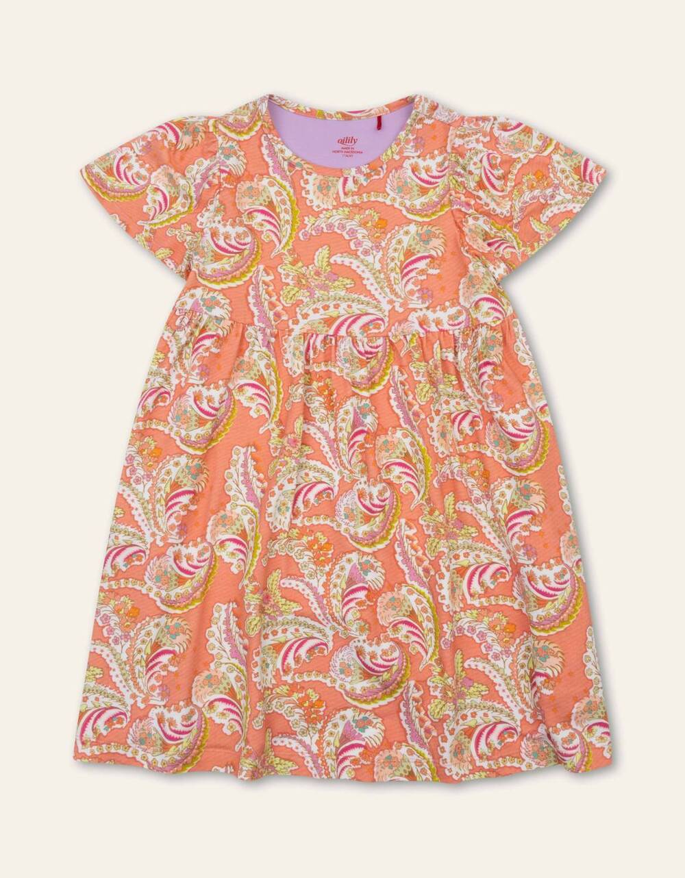 NEW OILILY girl's divine crabapple printed dress in orange